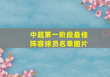 中超第一阶段最佳阵容球员名单图片