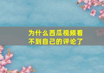 为什么西瓜视频看不到自己的评论了