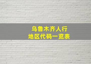 乌鲁木齐人行地区代码一览表