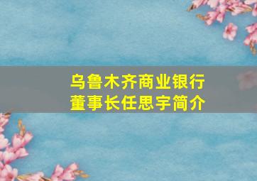 乌鲁木齐商业银行董事长任思宇简介