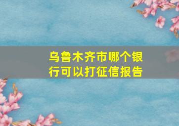 乌鲁木齐市哪个银行可以打征信报告