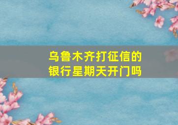 乌鲁木齐打征信的银行星期天开门吗