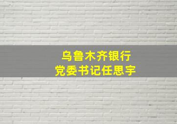 乌鲁木齐银行党委书记任思宇