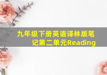 九年级下册英语译林版笔记第二单元Reading