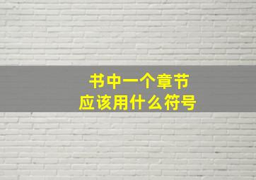 书中一个章节应该用什么符号