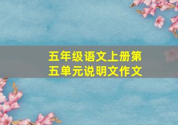 五年级语文上册第五单元说明文作文