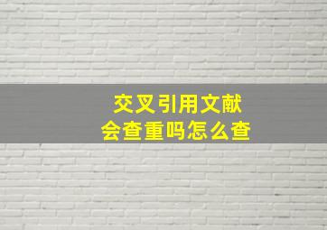 交叉引用文献会查重吗怎么查