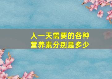 人一天需要的各种营养素分别是多少