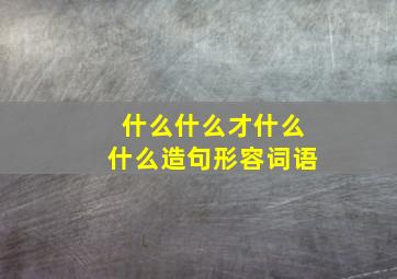 什么什么才什么什么造句形容词语