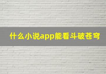 什么小说app能看斗破苍穹