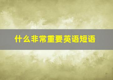 什么非常重要英语短语