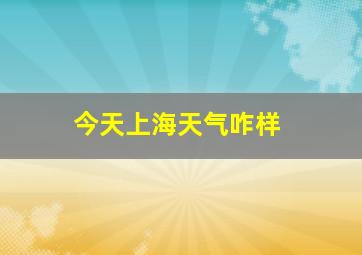 今天上海天气咋样