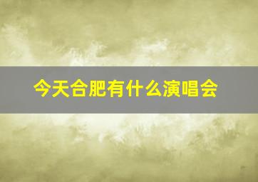 今天合肥有什么演唱会