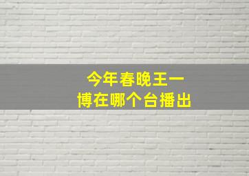 今年春晚王一博在哪个台播出