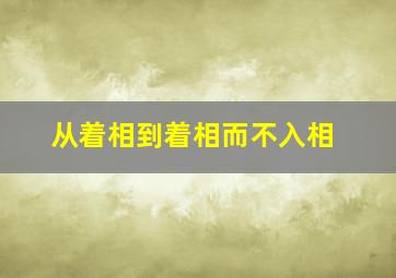 从着相到着相而不入相