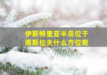 伊斯特里亚半岛位于南斯拉夫什么方位呢