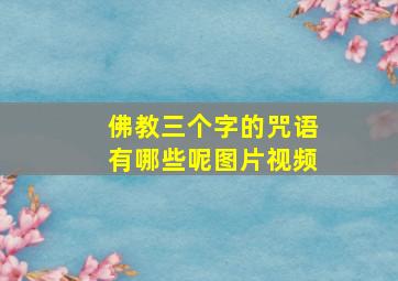 佛教三个字的咒语有哪些呢图片视频