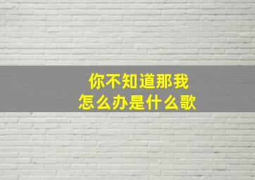 你不知道那我怎么办是什么歌