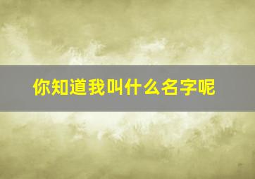 你知道我叫什么名字呢