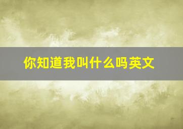 你知道我叫什么吗英文