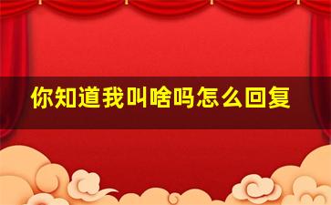 你知道我叫啥吗怎么回复