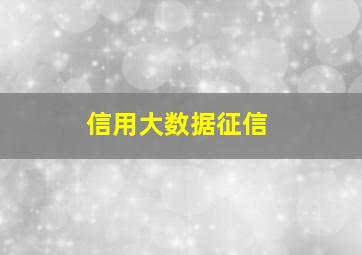 信用大数据征信