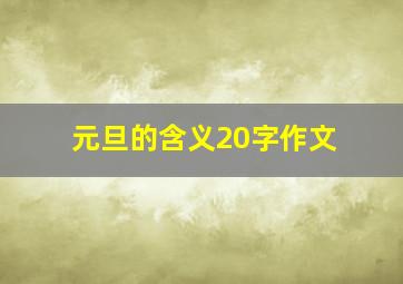 元旦的含义20字作文