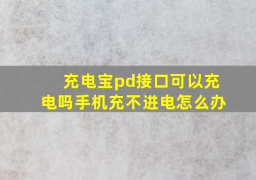 充电宝pd接口可以充电吗手机充不进电怎么办