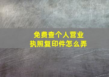 免费查个人营业执照复印件怎么弄