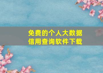 免费的个人大数据信用查询软件下载