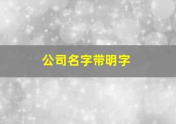 公司名字带明字