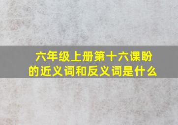 六年级上册第十六课盼的近义词和反义词是什么