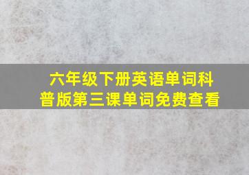 六年级下册英语单词科普版第三课单词免费查看