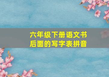 六年级下册语文书后面的写字表拼音