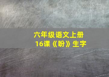 六年级语文上册16课《盼》生字