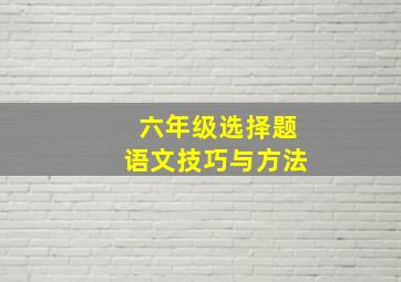 六年级选择题语文技巧与方法