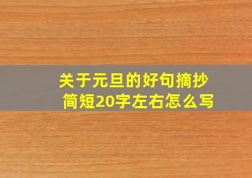 关于元旦的好句摘抄简短20字左右怎么写