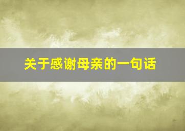 关于感谢母亲的一句话