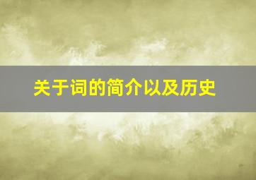 关于词的简介以及历史