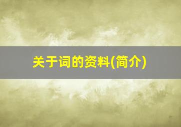 关于词的资料(简介)