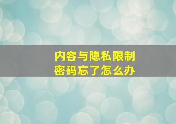 内容与隐私限制密码忘了怎么办