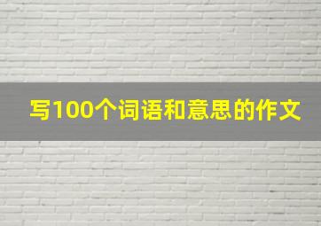 写100个词语和意思的作文