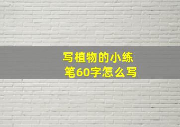 写植物的小练笔60字怎么写