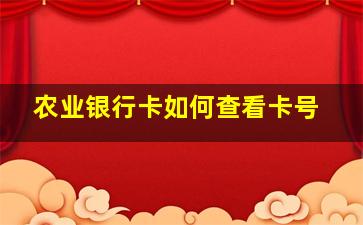 农业银行卡如何查看卡号