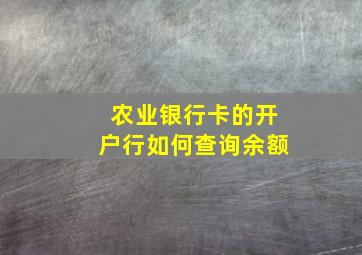 农业银行卡的开户行如何查询余额