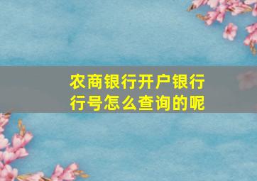 农商银行开户银行行号怎么查询的呢