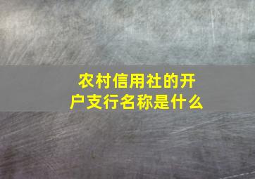 农村信用社的开户支行名称是什么