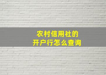 农村信用社的开户行怎么查询