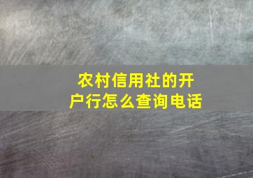 农村信用社的开户行怎么查询电话