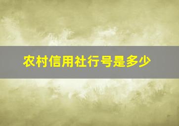 农村信用社行号是多少